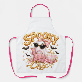 Tablier Spooky Chic Pink Ghost Halloween Retro Women Apron