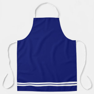 Tablier Sporty White Hem Racing Stripes Sur Navy Blue