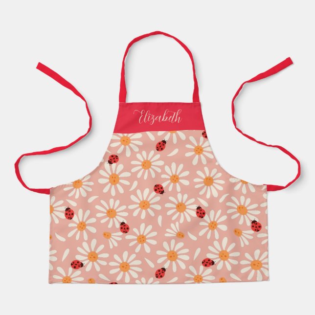 Tablier Spring Ladybugs and Daisies Personalized Kids (Recto)
