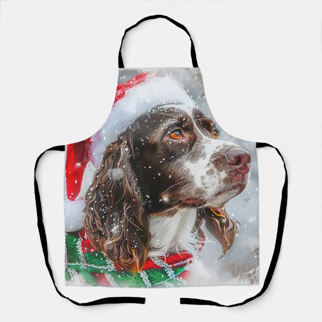 Tablier Springer Spaniel Chien Noël Festif (Recto)