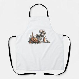 Tablier Squelette avec citrouille et boire. Halloween