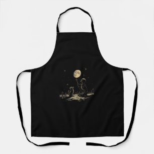 Tablier Squelette Chat Pleine lune Machine Goth Dark Art S