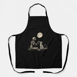 Tablier Squelette Chat Pleine lune Mystique Gothique Dark