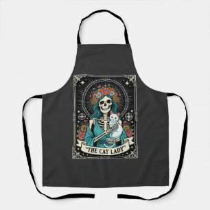 Tablier Squelette de Dame aux Chats Tarot Floral Gothique