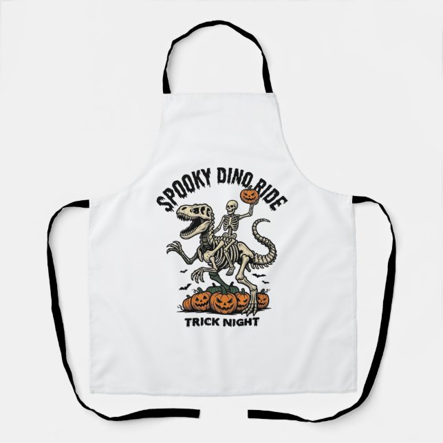 Tablier Squelette de dinosaure Halloween Vintage Trick Rid (Recto)
