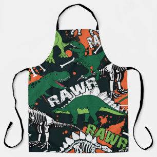 Tablier Squelette de dinosaure. Motif de grunge vintage