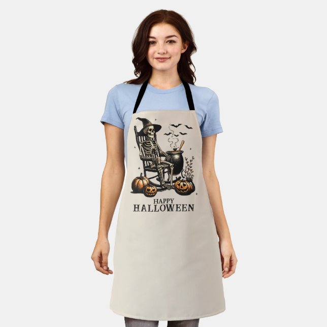 Tablier Squelette de Halloween vintage drôle (Porté)