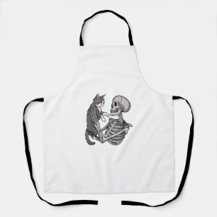 Tablier Squelette tenant un chat Lazy Costume d'Halloween