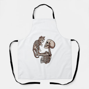 Tablier Squelette tenant un chat Lazy Costume d'Halloween
