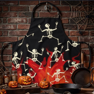 Tablier Squelettes dansants en flammes pour Halloween