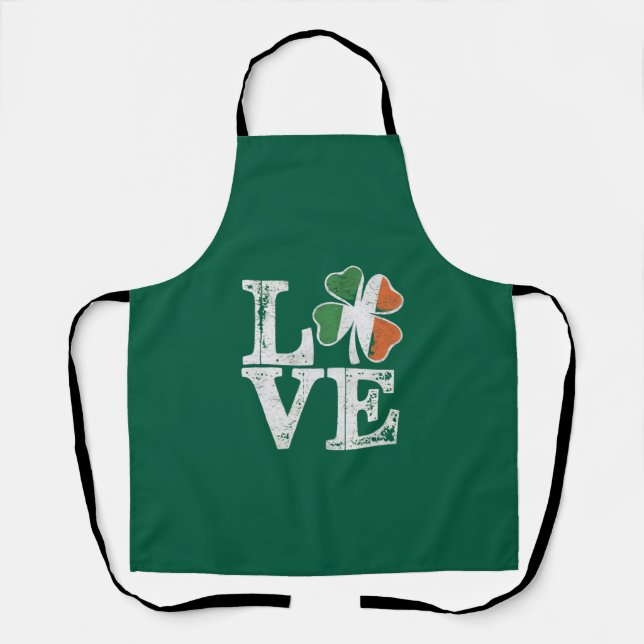 Tablier St Patrick Love Chance Irlande Trèfle Vert  (Recto)