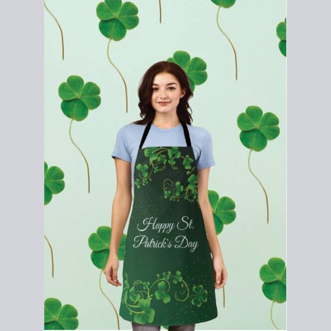 Tablier St. Patrick's Day Green Vine Shamrock Irish Party (Créateur téléchargé)