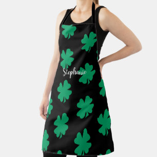 Tablier St Patrick's Day Shamrock Feuille verte Noir 2024