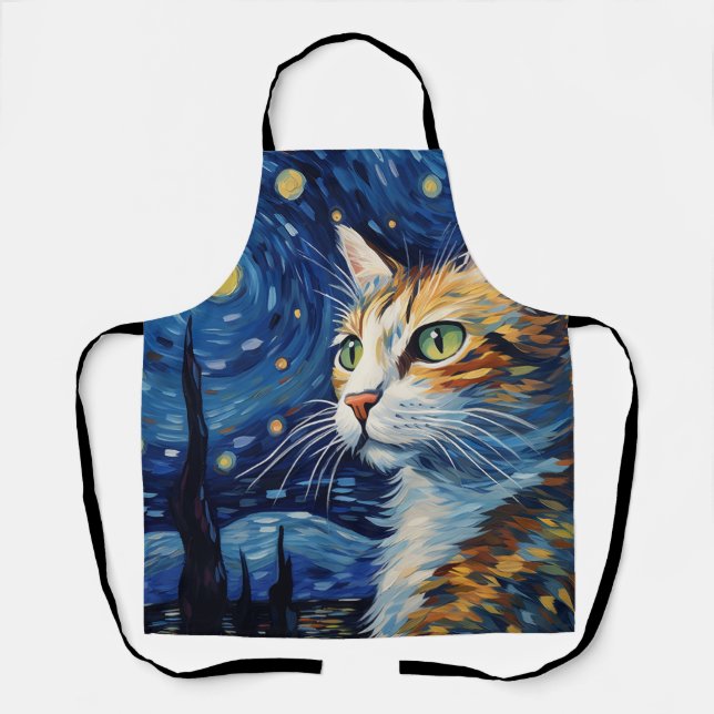 Tablier Starry Night Cat (Recto)