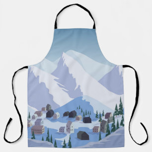 Tablier Station de ski : Paysage de montagne Vintage