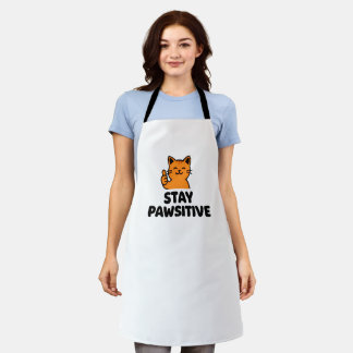 Tablier stay pawsitive cute  cat All over print Apron
