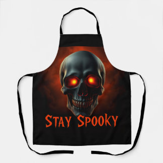 Tablier Stay Spooky Gothic Skull Apron