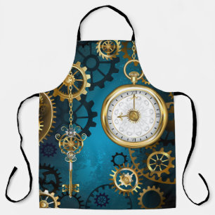 Tablier Steampunk Arrière - plan turquoise avec Gears