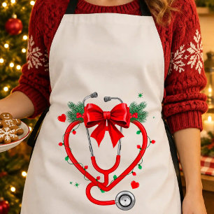 Tablier Stéthoscope Cœur Noël Infirmière Nœud Lumineux Noë