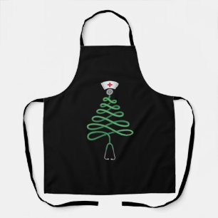 Tablier Stethoscope Sapin de Noël Infirmière Tenue de bloc