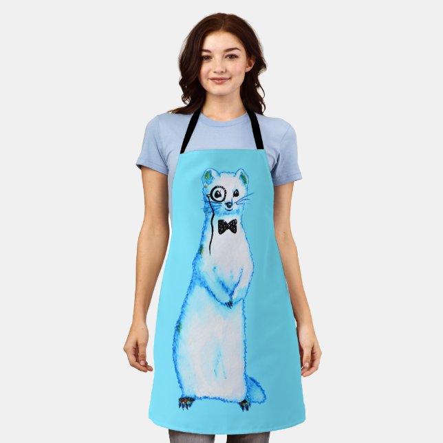 Tablier Stoat blanc Ermine Cute Ferret Lover Art (Porté)