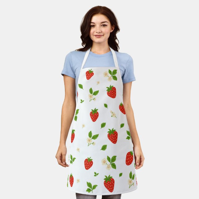 Tablier Strawberry Pattern Kitchen Apron (Porté)