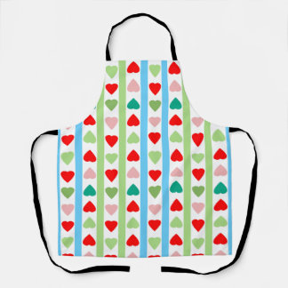 Tablier Striped pattern with hearts for Valentine's day