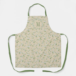 Tablier Style chalet Floral Blanc Faisées Crème Monogram