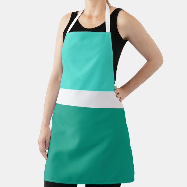 Tablier Style de bloc de couleur Turquoise blanc turquoise (Créateur téléchargé)