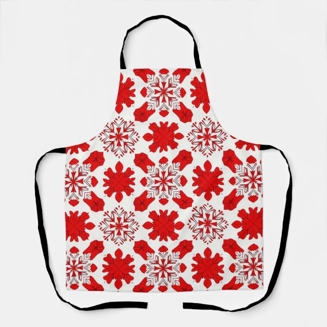 Tablier 🌸 Style de maison confortable flocon de neige rou (Recto)