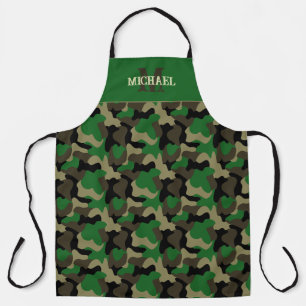 Tablier Style de monogramme de grill camouflage vert