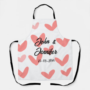 Tablier style de texte minimal simple blanc mariage cœur r