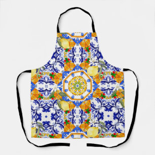 Tablier style sicilien, citrons, majolica
