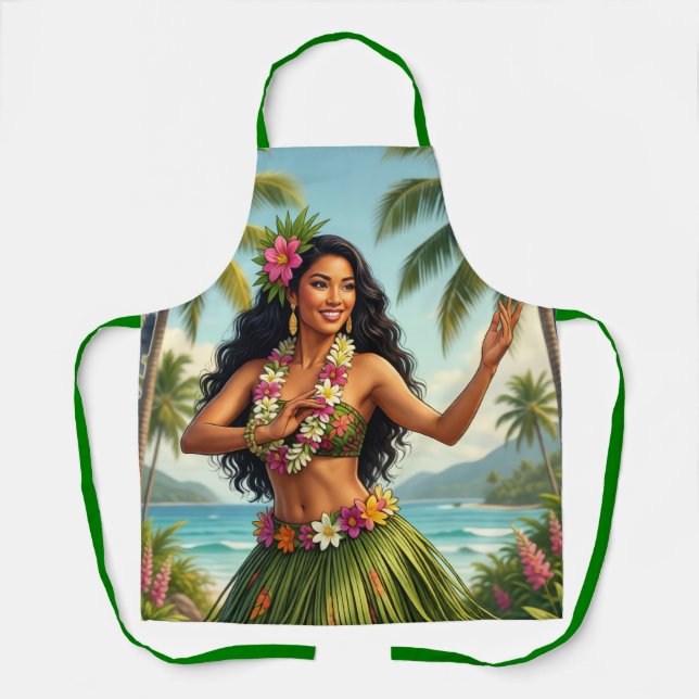 Tablier Style Vintage Fille Hula Hawaïen Voyage (Recto)