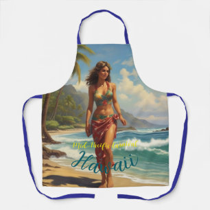 Tablier Style vintage Hawaiian Travel Honolulu Mid-Pacific