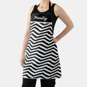 Tablier Style Zig Zag Chevron Grandes Noires & Blanches