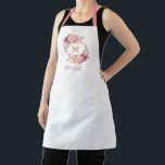 Tablier Styliste de cheveux ou maquillage Monogramme flora<br><div class="desc">Styliste de cheveux et maquillage Artiste Aquarelle Couleur rose Blush Florogramme et nom Apron</div>