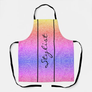 Tablier Styliste des cheveux mignons Script Rainbow Partie