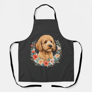 Tablier Sublimation ronde de chien floral