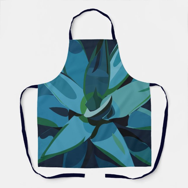Tablier Succulentes Agave Bleu Cactus Succulentes (Recto)