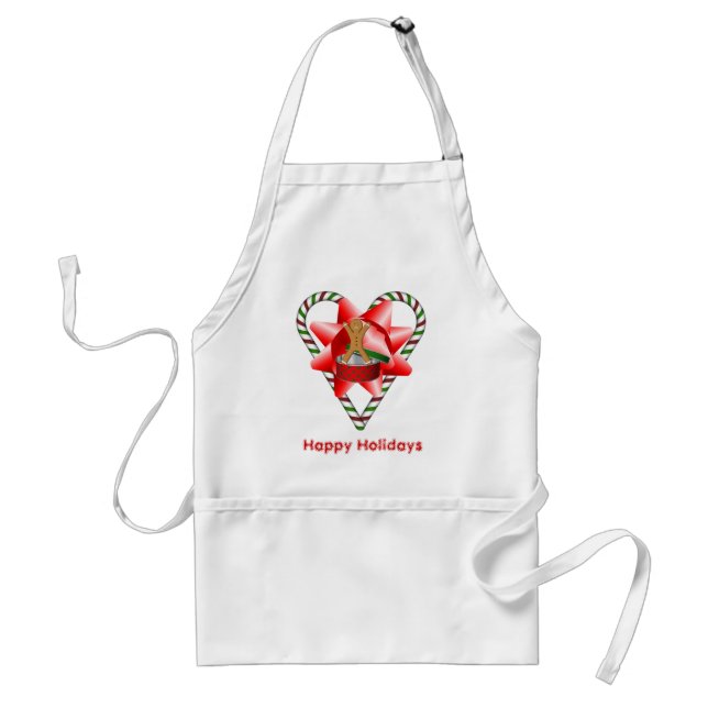 Tablier Sucre de canne de Noël Coeur Bow Holiday Apron (Devant)