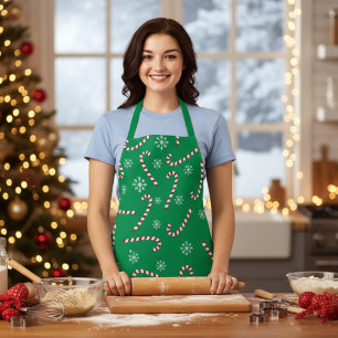 Tablier Sucre de canne de Noël moderne Motif de neige