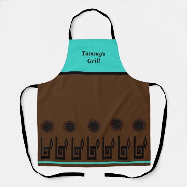 Tablier Sud-Ouest Turquoise Brown Restaurant Apron (Recto)