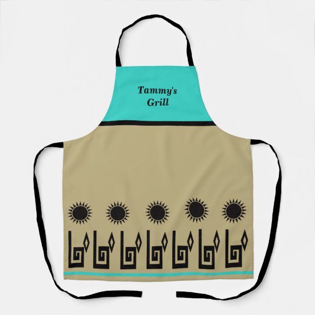 Tablier Sud-Ouest Turquoise Sand Restaurant Apron (Recto)