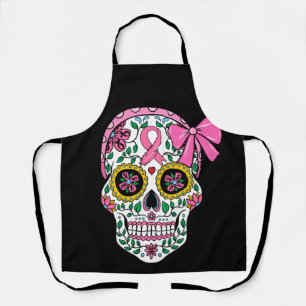 Tablier Sugar Skull Pink Ribbon Calavera Breast Cancer