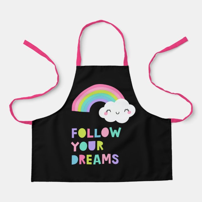 Tablier Suivez vos rêves Cute Rainbow Cloud (Recto)
