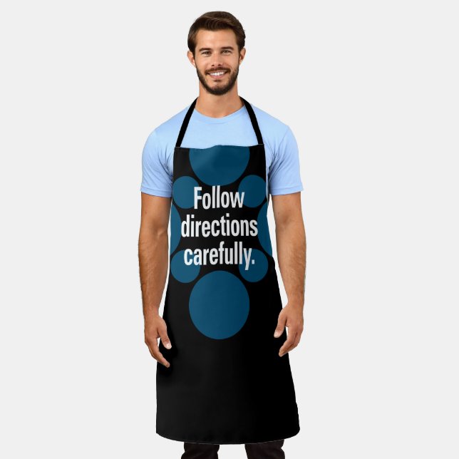 Tablier Suivre les instructions avec soin Blanc Turquoise  (Porté)