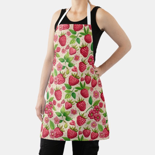 Tablier Summer Raspberry Garden Botanical Fruit Pattern (Insitu)