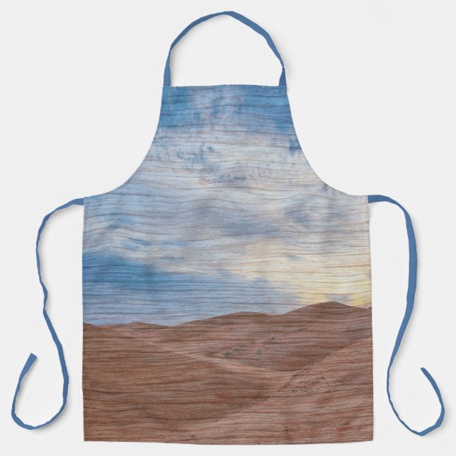 Tablier Sundown Over Sand Dunes On Wood Grain Photo  (Recto)