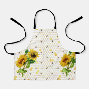 Tablier Sunflower Bee Hive Honeycomb Golden Honey Apron
